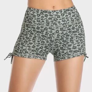 Leopard Side Tie Scrunch Shorts
